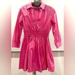 Long sleeve mini pink dress from Zara! Perfect for cocktail parties!